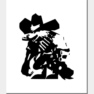 Werewolf (wild west outlaw) minimal silhouette white Posters and Art